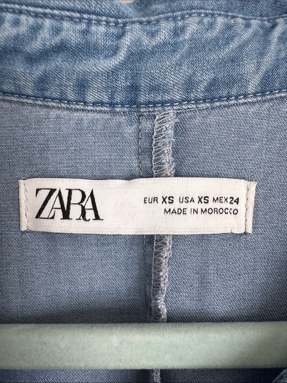 Zara Lyocell Denim Maxi Shirt Dress XS Blue Belted Button Front Sleeveless Boho - Picture 4 of 10